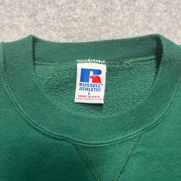 Vintage Russell Athletic Sweatshirt Mens Large Green Crewneck Pullover Solid - Picture 6 of 9